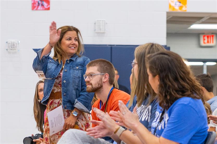 Students cut ribbon at new school
